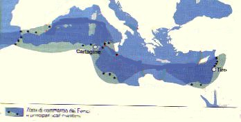Zona di commercio dei Fenici nei principali scali marittimi