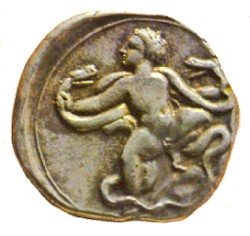 Moneta di Crotone (circa 350 a.C.), Eracle strozza i due serpenti