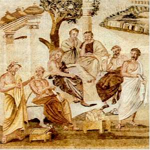 L'Accademia (cio� la scuola di Platone), in un mosaico di Pompei