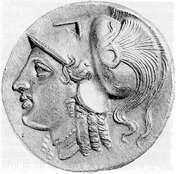 Distatere d'oro dell'epoca di Alessandro Magno, raffigurante Atena