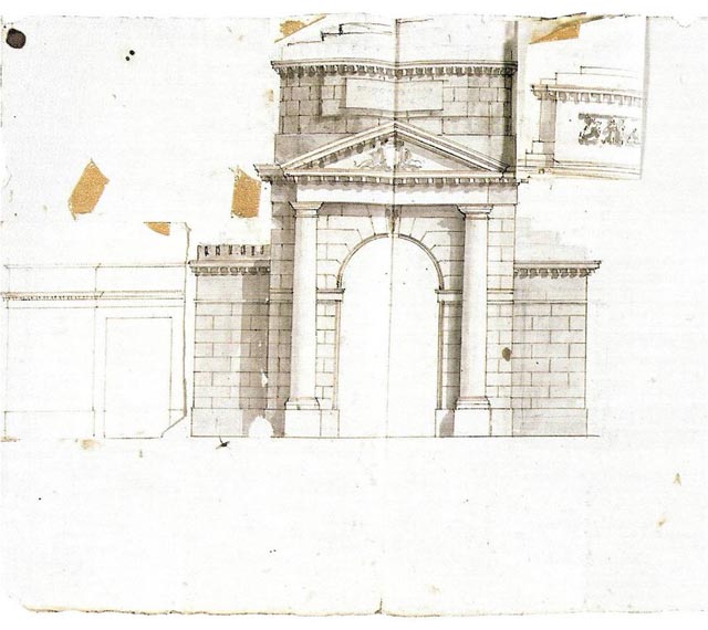 Progetto di Giuseppe Tubertini per la nuova Porta S. Stefano, 1825