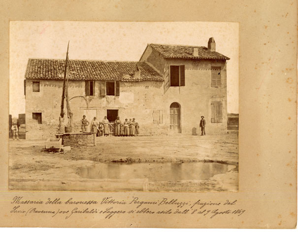 Massaria della baronessa Vittoria Pergami Belluzzi, frazione del Savio (Ravenna) ove Garibaldi e Leggero ebbero asilo il 9 Agosto 1849.