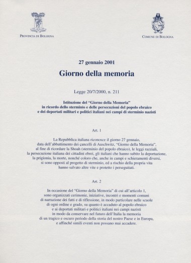 Il giorno della memoria, Legge 20 luglio 2000 n. 211