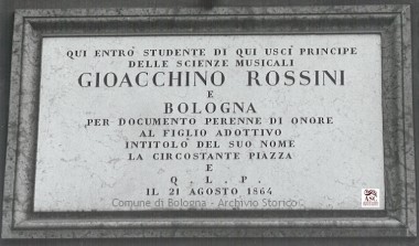 Lapide posta in onore a Gioachino Rossini