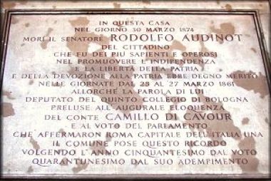 Lapide intitolata a Rodolfo Audinot posta sulla casa di via Sant'Isaia n.16,