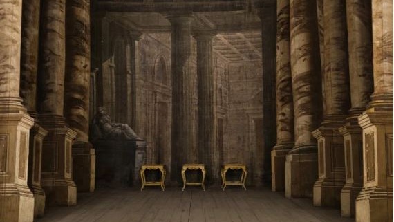 Tre sgabelli settecenteschi sul palco del Teatro Mazzacorati 1763