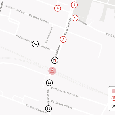 mappa tram lavori via di Corticella