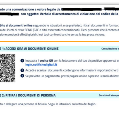 Immagine schermata avviso digitale